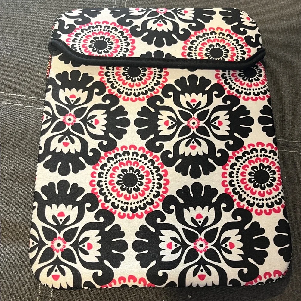 Thirty-One Black and Pink Floral Tablet Sleeve